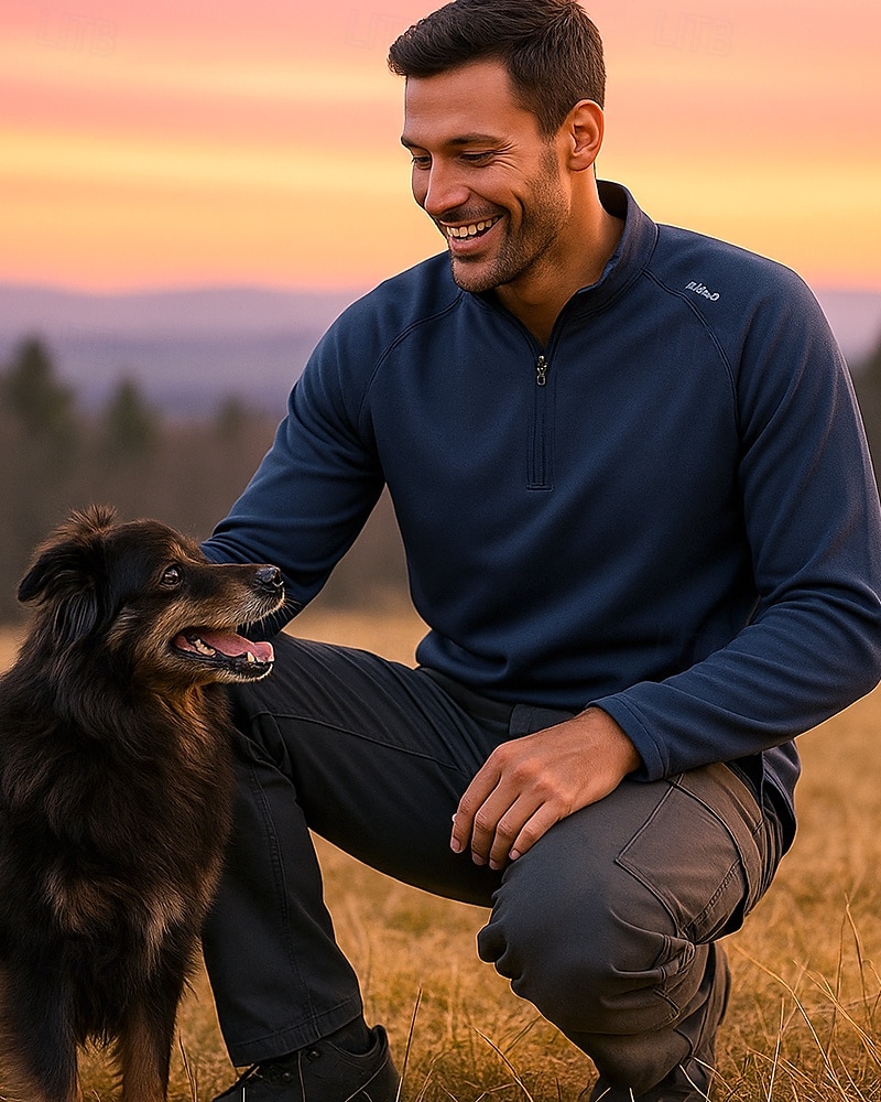 Hombre Sudadera tipo jersey Camisa para senderismo cima de senderismo Manga Larga Escote Chino Camiseta Al aire libre Reductor del Sudor Transpirable Invierno Cremallera de un cuarto Poliéster Negro 2025 - $14.79 –P3