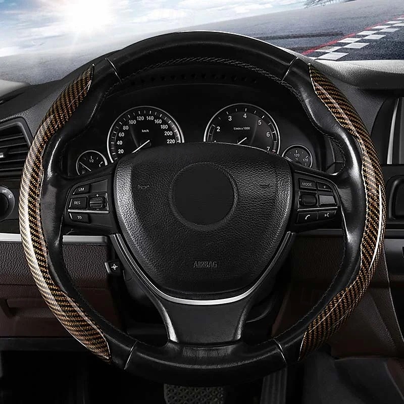 Funda antideslizante de silicona y fibra de carbono para volante de coche, ajuste universal, elegante, antideslizante, con agarre suave, para la decoración interior del coche y un cómodo accesorio de conducción. 2026 - $19.99 –P16