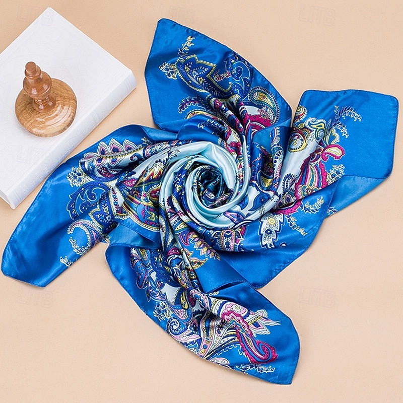 Foulard Carré Femmes Rue Quotidien Date Vin Bleu Écharpe Imprimé Fleur de 2025 ? $15.49 –P6