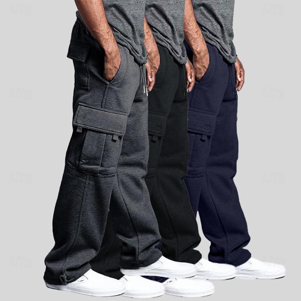 Herr Militärbyxor Fleecebyxor Joggingbyxor Joggare Långbyxor Elastisk midja Snörning Flera fickor Ensfärgat Vindtät Utomhus Knelängd Utomhus Ledigt Dagligen Mode Streetwear Svart + Vit + Ljusgr 2025 - $35.99 –P5