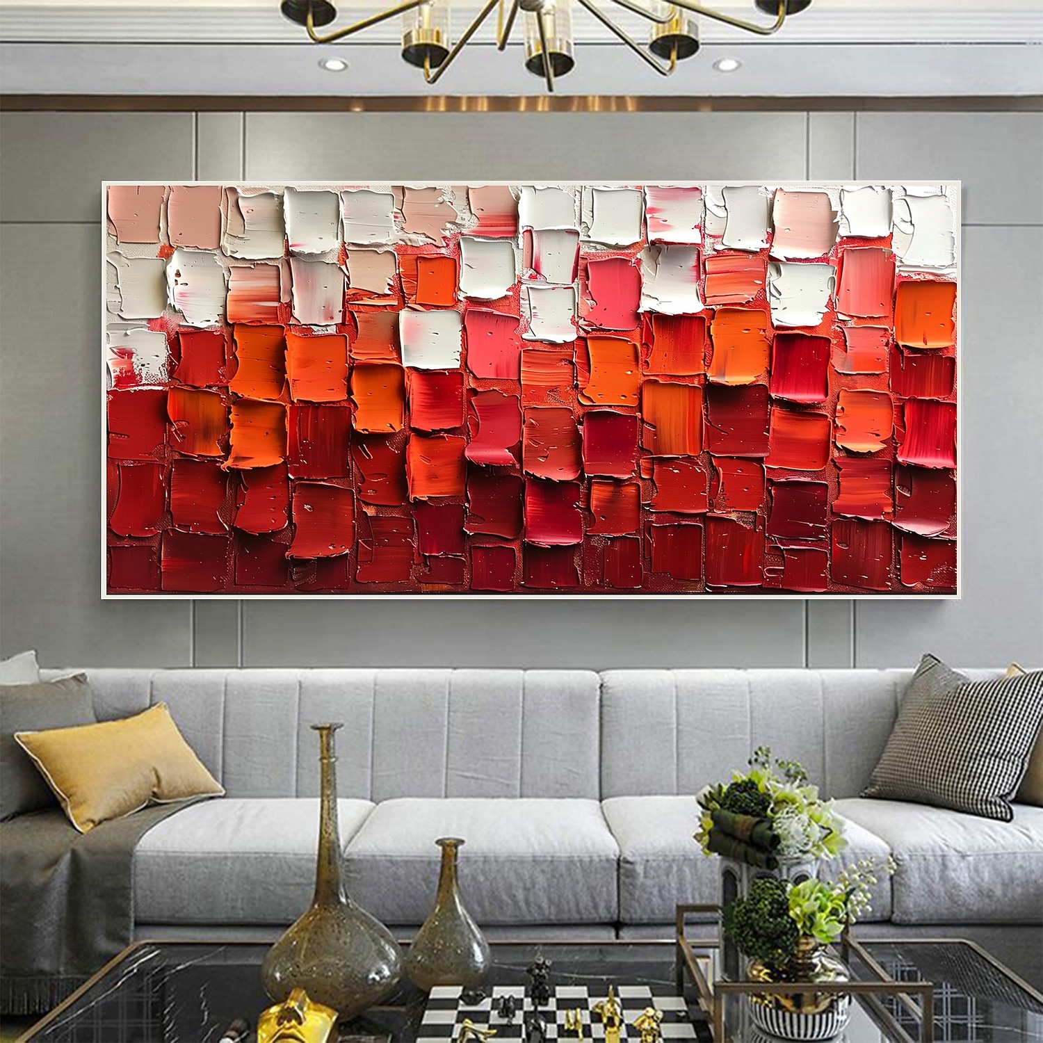handgemachtes original minimalistisches Ölgemälde auf Leinwand abstrakt rot impasto strukturierte Wandkunst für Wohndekoration mit gespanntem Rahmen ohne Innenrahmen Gemälde 2025 - AU $206.69 –P3