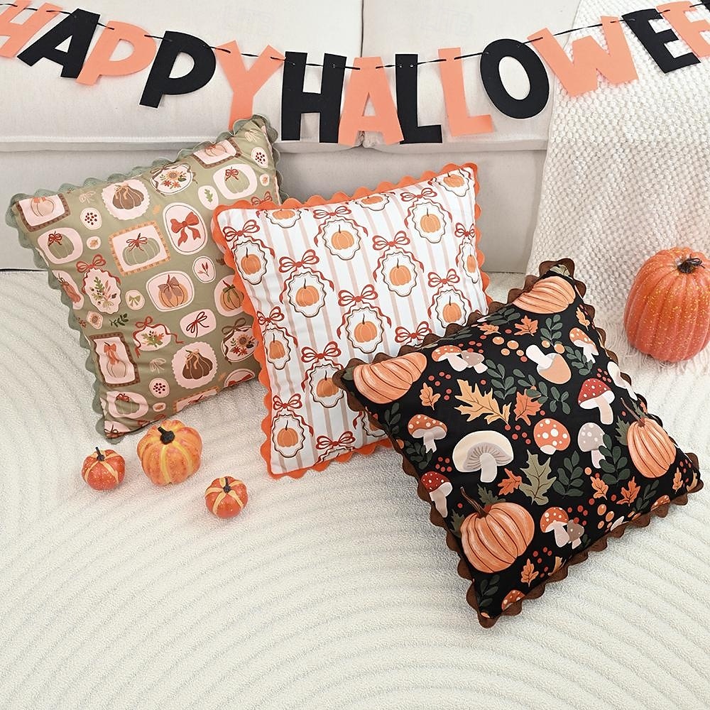 1 stk. halloween putetrekk, gresskar geometrisk uformelt firkantet glidelås tradisjonell klassisk 2025 - $15.99 –P7