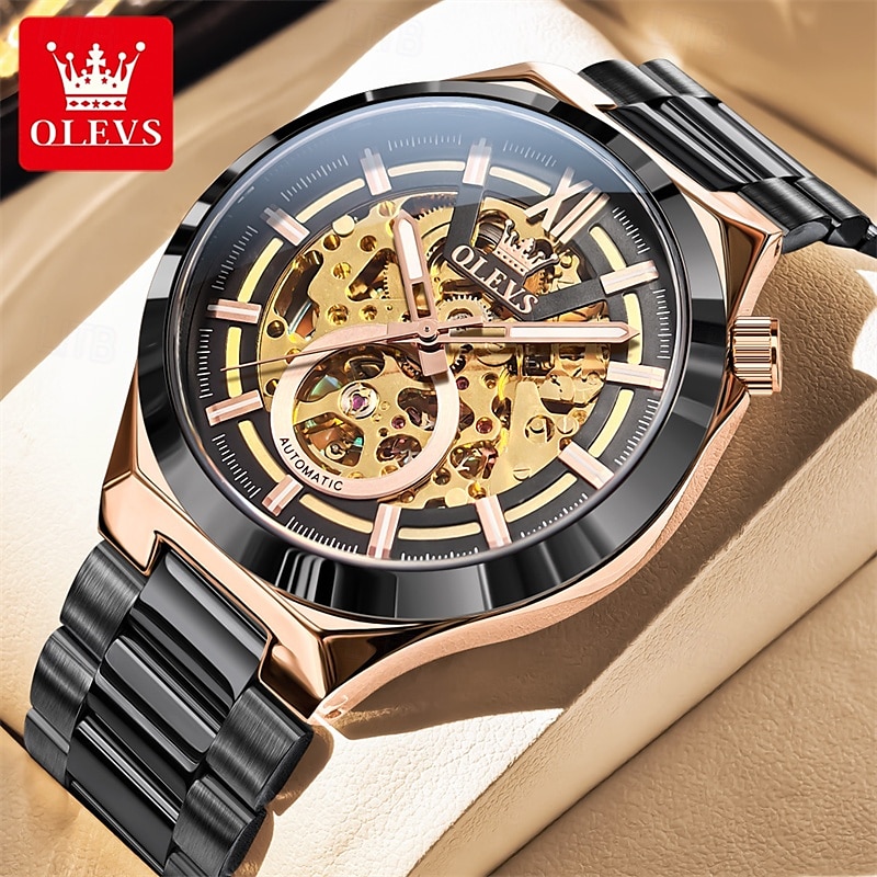 The New Olevs Brand Skeletonized Men'S Business Watch Waterproof Luminous Fashionable And Trendy Fully Automatic Mechanical Watch Casual Sports Men'S Wristwatch 2025 - $77.99 –P5