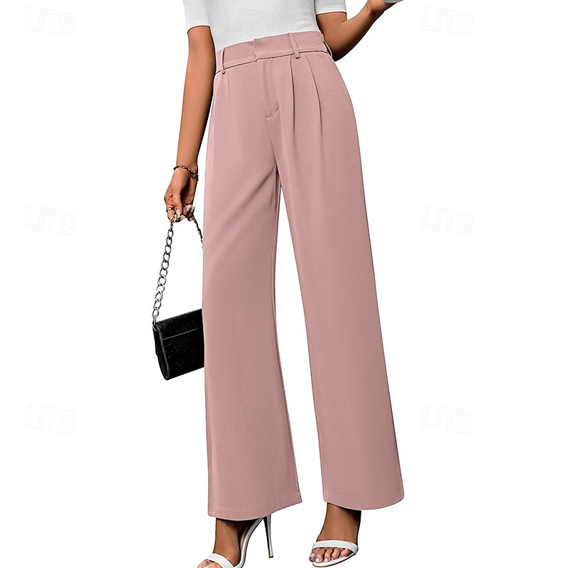 Per donna Gamba larga Pantaloni Eleganti Streetwear Casual Lunghezza intera Naturale Semplice Elastico in vita Confortevole All'aperto Vacanza Ferie Marrone rossastro Rosso violaceo Cenere Grigio del 2025 a $27.99 –P13