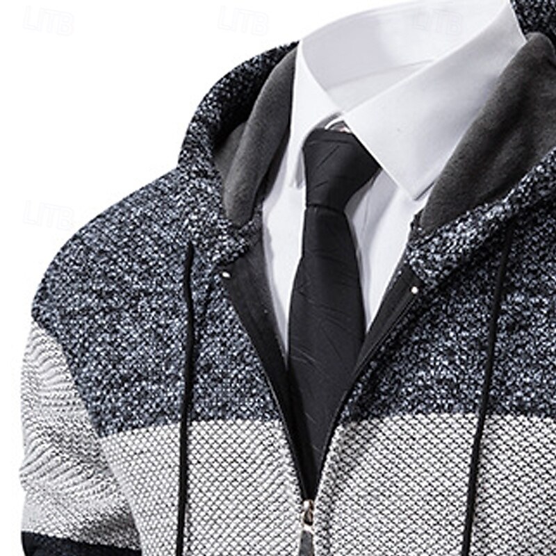 Herren Pullover Kleid Pullover Strickjacke Reißverschluss-Pullover Strickpullover Gerippt Stricken Normale Oberteile Farbblock Gestrickt Einfach Mit Kapuze Mode Schals Geschäft Lässig Bekleidung 2026 - $28.99 –P5