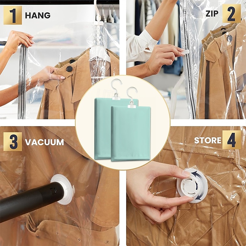 Κρεμαστές σακούλες στεγανοποίησης κενού αέρος taili, τσάντα εξοικονόμησης χώρου για ρούχα, κοστούμια και σακάκια, οργανωτές ντουλαπιών, ταξίδια, χειροκίνητες ή ηλεκτρικές (χωρίς αντλία αέρα) 2025 - $41.19 –P8