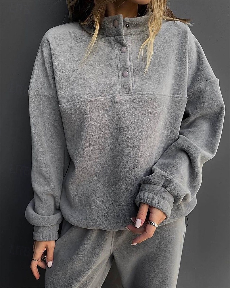 Női Divat Utcai sikk Tracksuit Nadrág szettek Hosszú ujj Állógallér Sima Hétköznapi viselet Randi Fekete Burgundi vörös Szürke Tavasz & Ősz Normál 2025 - $28.99 –P4