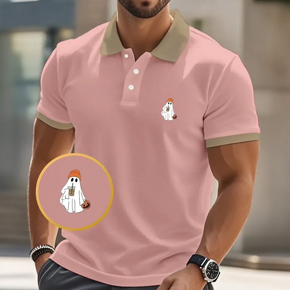 Halloween Per uomo Mostro Polo Manica Corta Magliette polo Camicie con Colletto Casual Orrore Scuro Athleisure Abito da festa Bottoni Estate Nero Rosa Blu marino del 2025 a $20.99 –P5