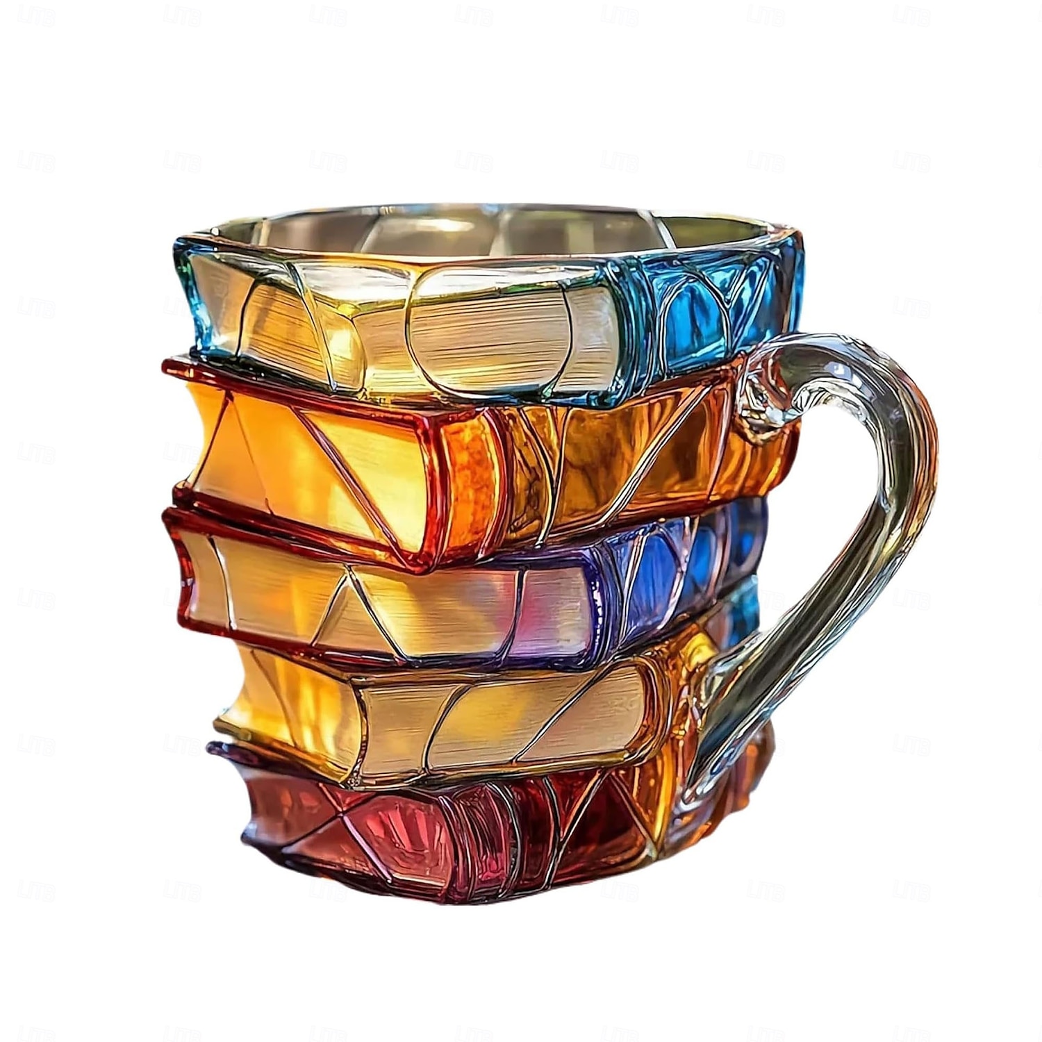 bemalte Buchtasse 300ml/10oz Gitarren-Kaffeetasse Buch-Kaffeetasse einzigartige bunte Glasbücher Stapel-Kaffeetasse Sammlung Geschenk 2025 - $23.99 –P19