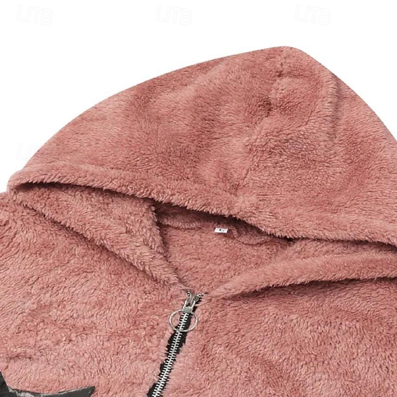 Mujer Chaqueta con capucha Mantiene abrigado Cómodo Retazos Cremallera Casual Gato Exterior Vacaciones Cremallera Largo Con Capucha Ajuste regular Manga Larga Ropa de calle Negro Rojo Verde Ejército 2025 - $25.99 –P10