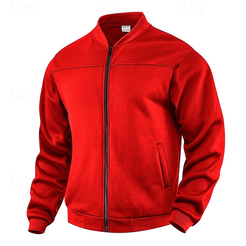 Męskie Kurtka zimowa Kurtka polarowa Zwykła kurtka Kurtka uniwersytecka Urlop Codzienny Keep Warm Kieszeń Polar Jesień Zima Równina Moda Moda miejska Kołnierz stawiany Regularny Czarny Czerwony 2026 - $24.99 –P19