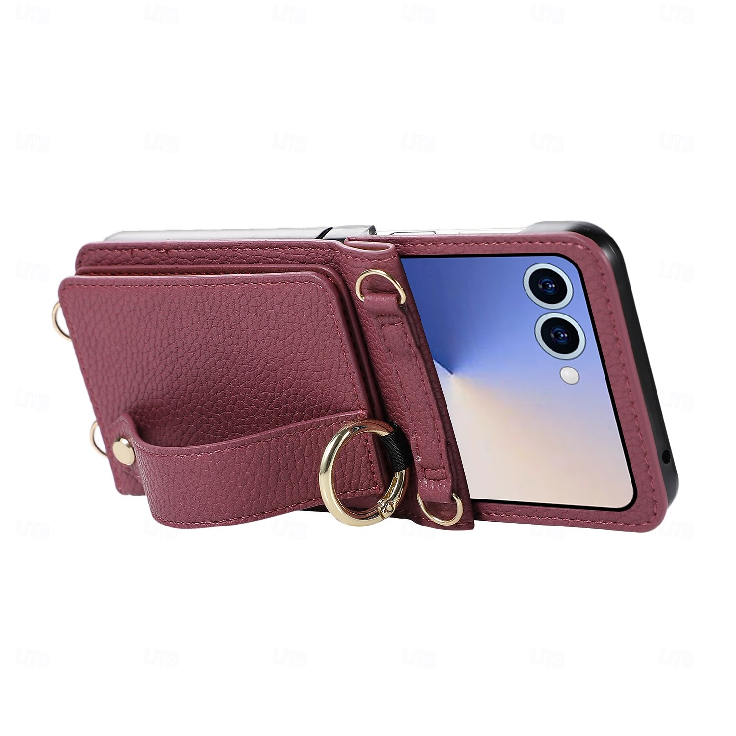 telefono Custodia Per Samsung Galaxy Z Flip 7 Z Flip 6 Z Flip 5 Z Flip 4 Copertura Posteriore con Cordino Cavalletto Slot per Carte Retrò TPU Pelle PU del 2025 a $24.99 –P4
