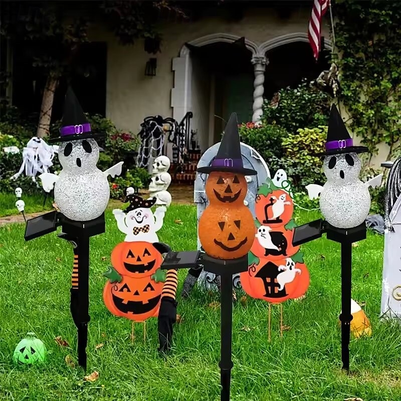 Solar Power Halloween Pumpkin Garden Lamp Ghost Lights For Garden Yard All Saints' Day Gravestone Garden Lawn Yard Patio Decorative Pathway Lights 1X 2X 2025 - $15.99 –P10