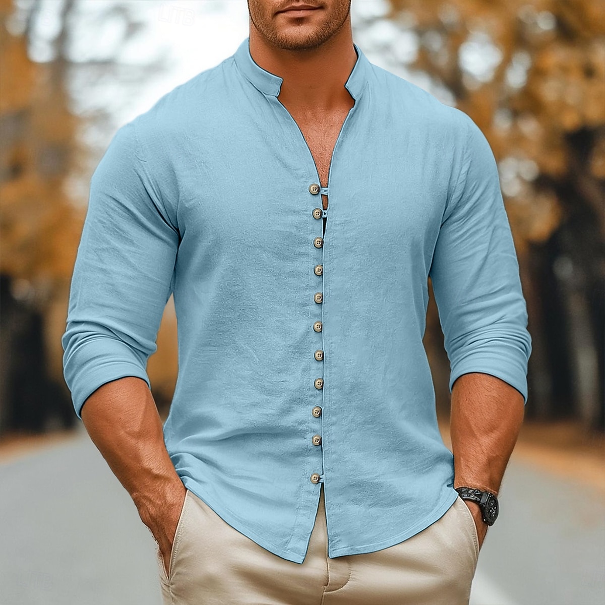Per uomo Camicia Camicia di lino Camicia Estiva Camicia casual Camicia con Bottoni Semplice Casuale Quotidiano Bianco Rosa Verde Cachi Manica Lunga Collo alla coreana Primavera & Autunno Abbigliamento del 2026 a $24.99 –P12