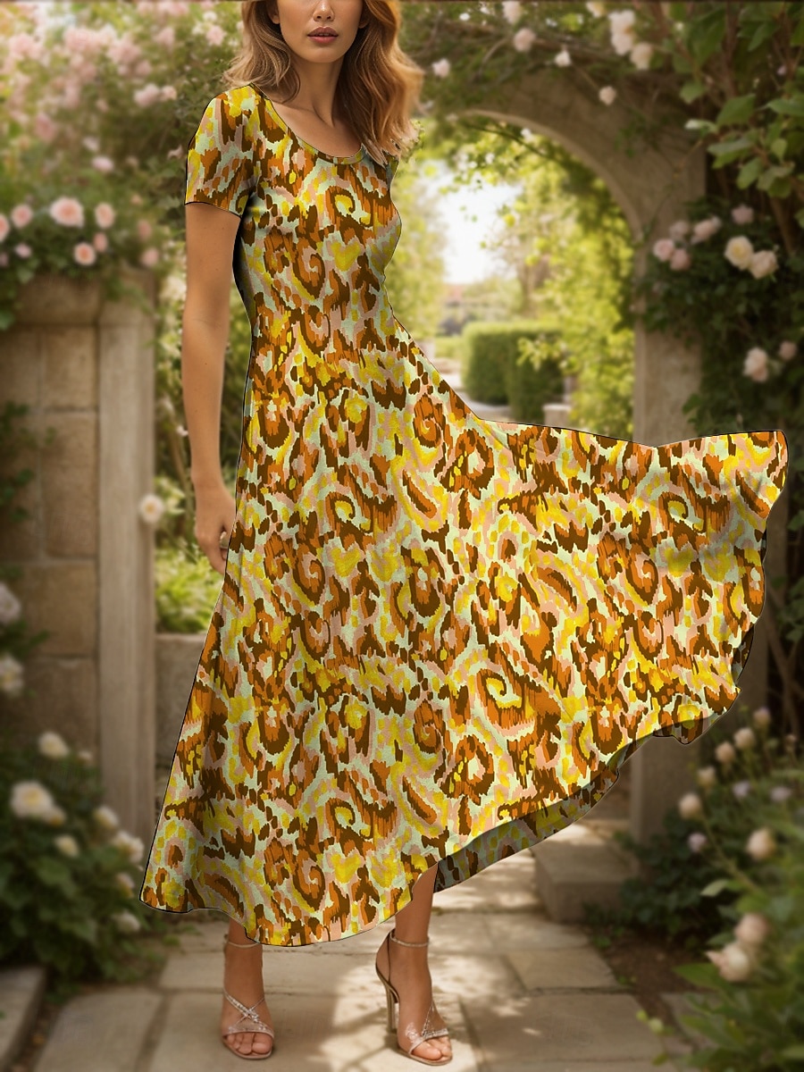 Pentru femei Rochie Maxi Rochie casual Rochie A line Rochie de vară Elegant Vacanță Casual Fit regulat Grafic Abstract Manșon scurt Pătrat Galben Roșu-aprins Albastru piscină Mov Vară Primăvară 2025 - $31.99 –P4