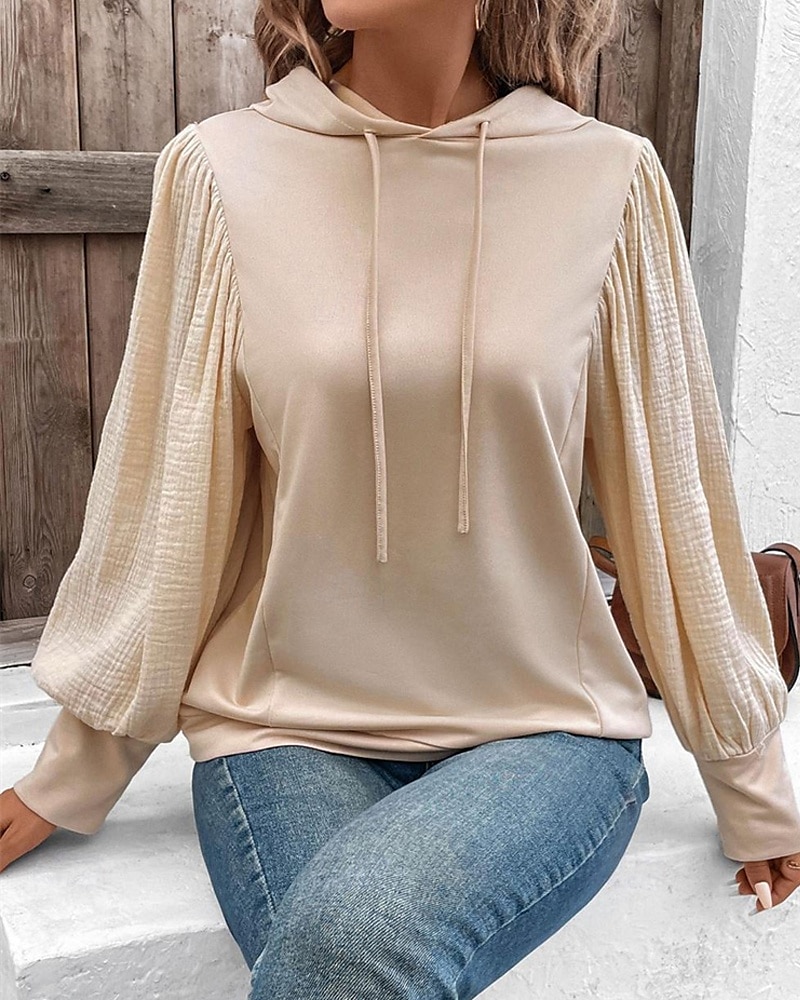 Femmes Sweat à capuche Uni Streetwear Occasionnel Confortable manche longue À capuche Hauts Réguliers Rue Fête Sortir Cordon de serrage Kaki Printemps Automne de 2025 ? $29.99 –P4