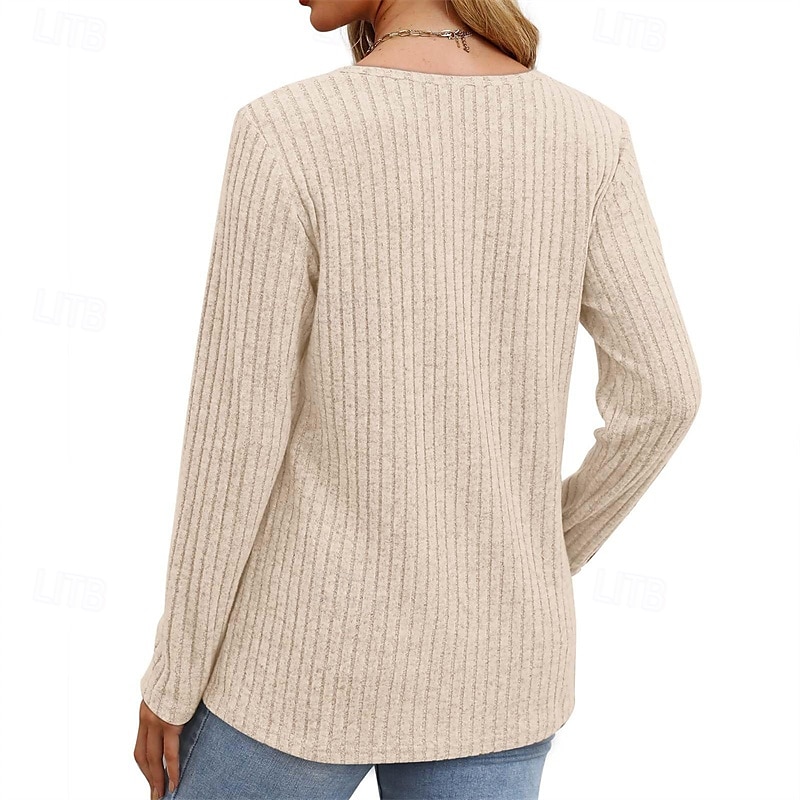 Pentru femei Tricou Simplu Modă Modern Manșon Lung Stil Nautic Topuri obișnuite Zilnic Negru Mov Bej Vară 2025 - $19.49 –P7