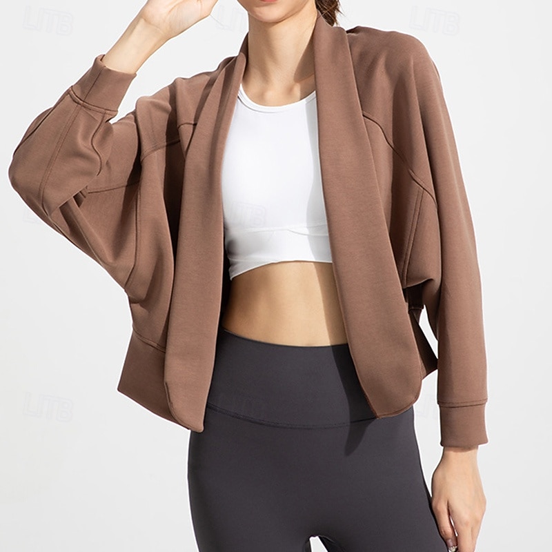 Women's Workout Cardigan Yoga Shawl Breathable Tencel Long Sleeve Sports Solid Color Top For Pilates Running Yoga Activewear 2026 - $46.99 –P9