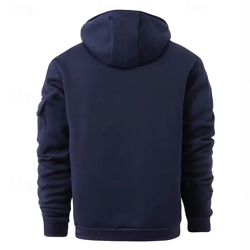 Homme Sweat à capuche Sweat à capuche quart zippé Noir bleu marine Kaki Gris Clair Gris foncé À capuche Uni Patchwork Poche Avant Quart de zip Sport & Loisir Occasionnel Quotidien Streetwear Frais de 2025 ? $25.99 –P7