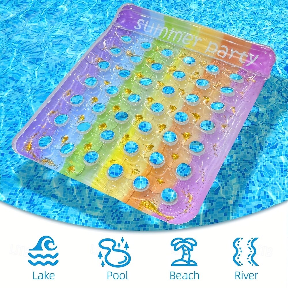 גדול מתנפח בריכת מיטת כיסא למבוגרים קשת צבע שיפוע חור מים צף מחצלת ענק בריכת לצוף בריכת יופי שחור מיטת כיסא גדול מים צף מיטת סט ענק צף ערסל כרית pvc 2025 - $93.99 –P7