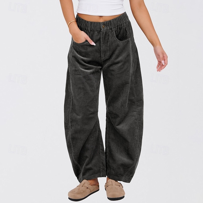 Per donna Gamba larga Pantaloni Eleganti Streetwear Casual Lunghezza intera Naturale Semplice Tasca Elastico in vita Confortevole Streetwear Ferie Weekend Grigio scuro Nero Rosa Verde scuro Autunno del 2025 a $22.99 –P6