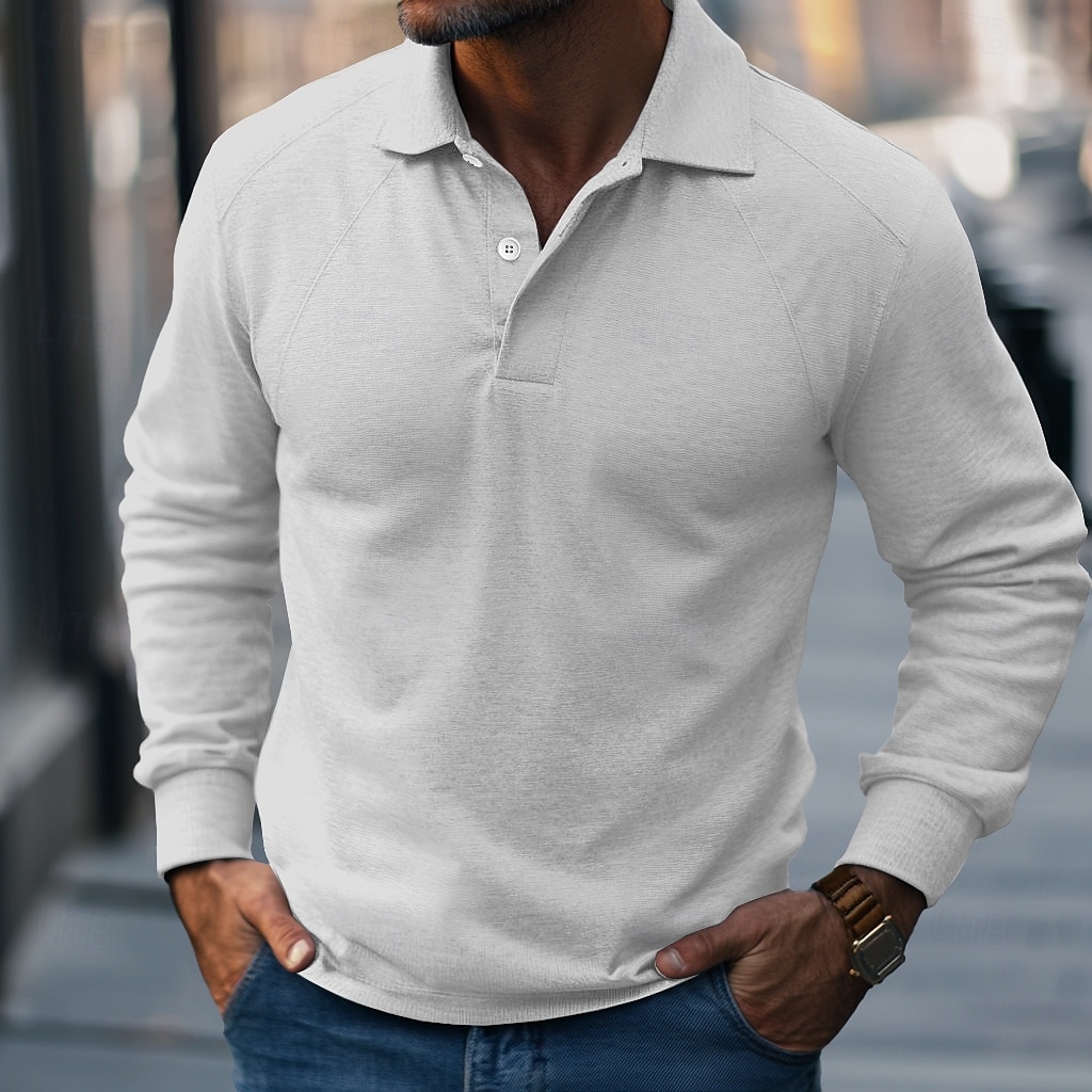 Miesten College Button Up -huppari Musta Valkoinen Apila Khaki Harmaa Kauluskäänne Tavallinen Tilkkutäkki Urheilu ja ulkoilu Kausaliteetti Päivittäin Katutyyli Tyylikäs Suunnittelija 봄 & Syksy 2025 - $25.99 –P4