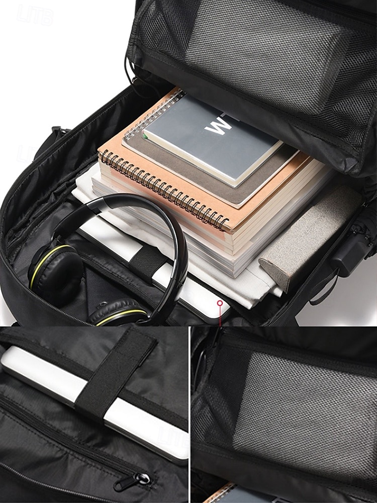 Mochila expandible de gran capacidad para hombre con tela repelente al agua, puerto de carga USB, diseño multicompartimento, bolso informal para portátil para exteriores y viajes. 2025 - $46.99 –P7
