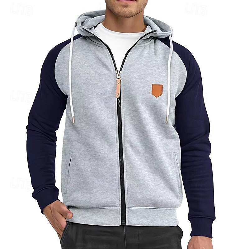 Bărbați Hanorac cu Glugă Hanorac cu fermoar complet Hanorac din lână Negru Bleumarin Cămilă Gri Deschis Gri Închis Capișon Simplu Peteci Bloc de Culoare Sporturi & Exterior Casual Zilnic Șic Strad 2025 - $25.99 –P5