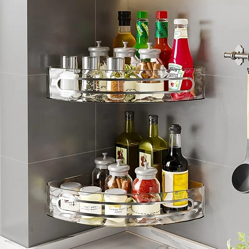 2026年 壁掛け式バスルーム収納ラック、ドリル不要、壁掛け式トイレ収納オーガナイザー、トイレタリーや日用品用の透明コスメティックオーガナイザー  コレクション – $15.99 –P10