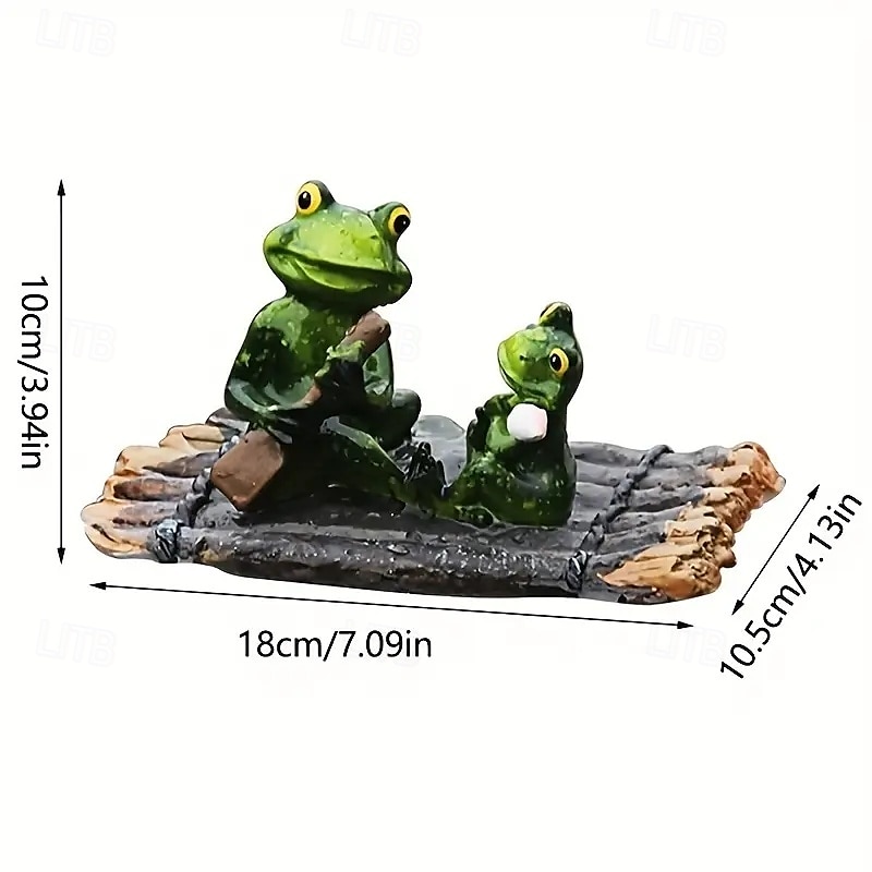 Figurine de grenouille et de tortue en résine dans un canoë, ornement flottant, figurine d'animal flottant réaliste avec des yeux jaunes, cadeaux idéaux pour le jardin, la piscine ou la rivière de 2025 ? $20.99 –P13