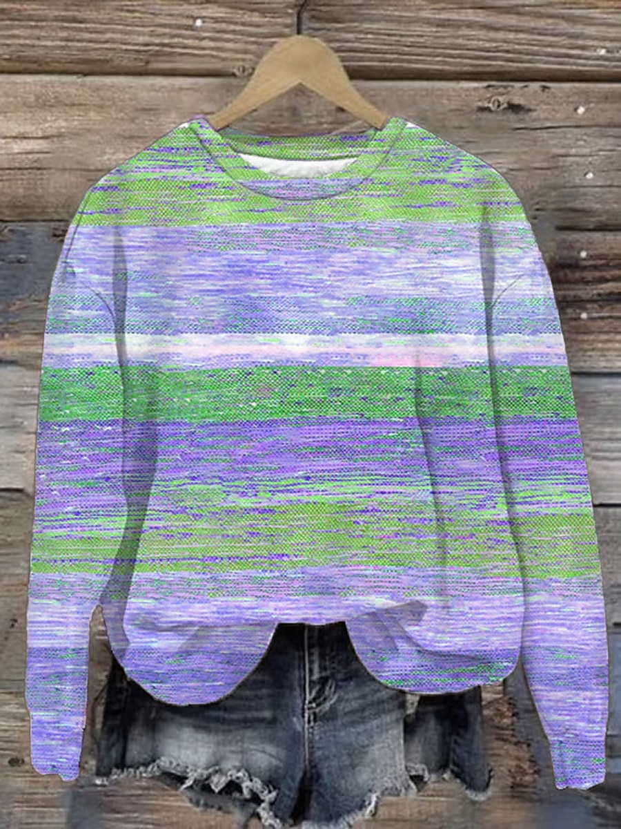 Femmes Sweatshirt Pull Sweats à capuche Graphique Géométrique Rayé Mode Occasionnel manche longue Col ras du cou Hauts Réguliers Rue Tenue Quotidienne Imprimé Rose Claire Bleu Violet Orange Printemps de 2025 ? $27.99 –P2