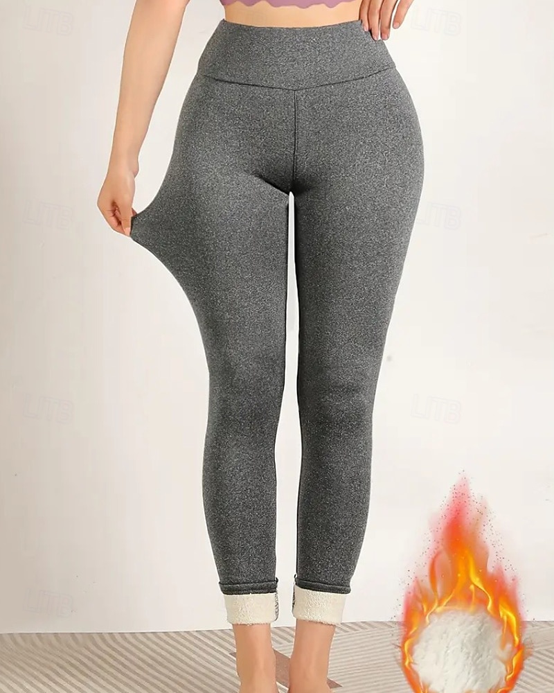 Per donna Pantaloni in Pile Pantaloni Eleganti Leggings Streetwear Casual Lunghezza intera Naturale Semplice Elastico in vita Calore Termico Comodo Vacanza Uscire Nero grigio Grigio Grigio chiaro del 2025 a $18.99 –P17