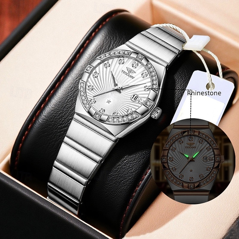 Uusi tyylikäs naisten ruusukultakotelo kvartsikello ipx7 vedenkestävyys ja luminous kalenterinäyttö rannekello arkielämään matkalle ystävänpäivälahja naisille 2026 - $16.99 –P4