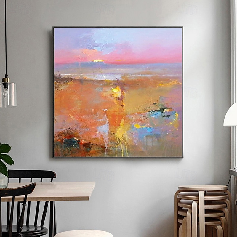 handgefertigtes Ölgemälde auf Leinwand, Wandkunst, Dekoration, moderne abstrakte Sonnenaufgangslandschaft für die Inneneinrichtung, gerolltes, rahmenloses, ungedehntes Gemälde 2025 - $58.99 –P7