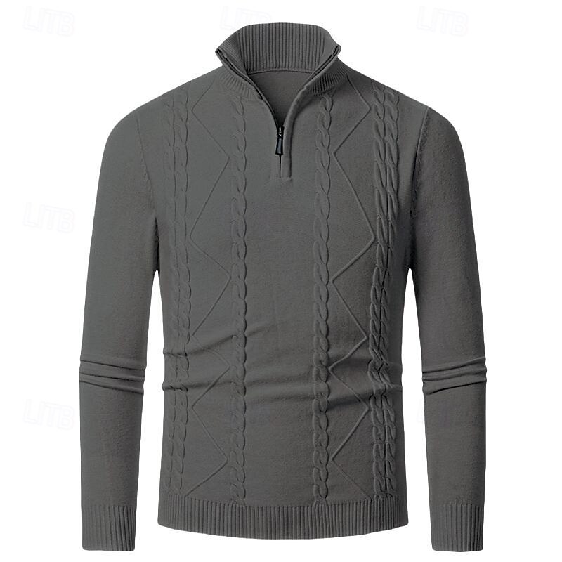 Herren Pullover Pullover mit Viertelreißverschluss Strickpullover Zopfmuster Stricken Normale Oberteile Gestrickt Einfach Viertelreißverschluss Mode Lässig Urlaub Alltagskleidung Bekleidung Herbst 2025 - $22.99 –P16