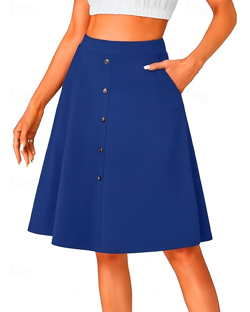 Femmes Jupe Occasionnel Au-dessus du genou Taille Basse Jupes Uni Avec Poches Micro-Élastique Vacances Rue Noir Rouge Bleu Marron Automne Polyester de 2025 ? $20.99 –P19
