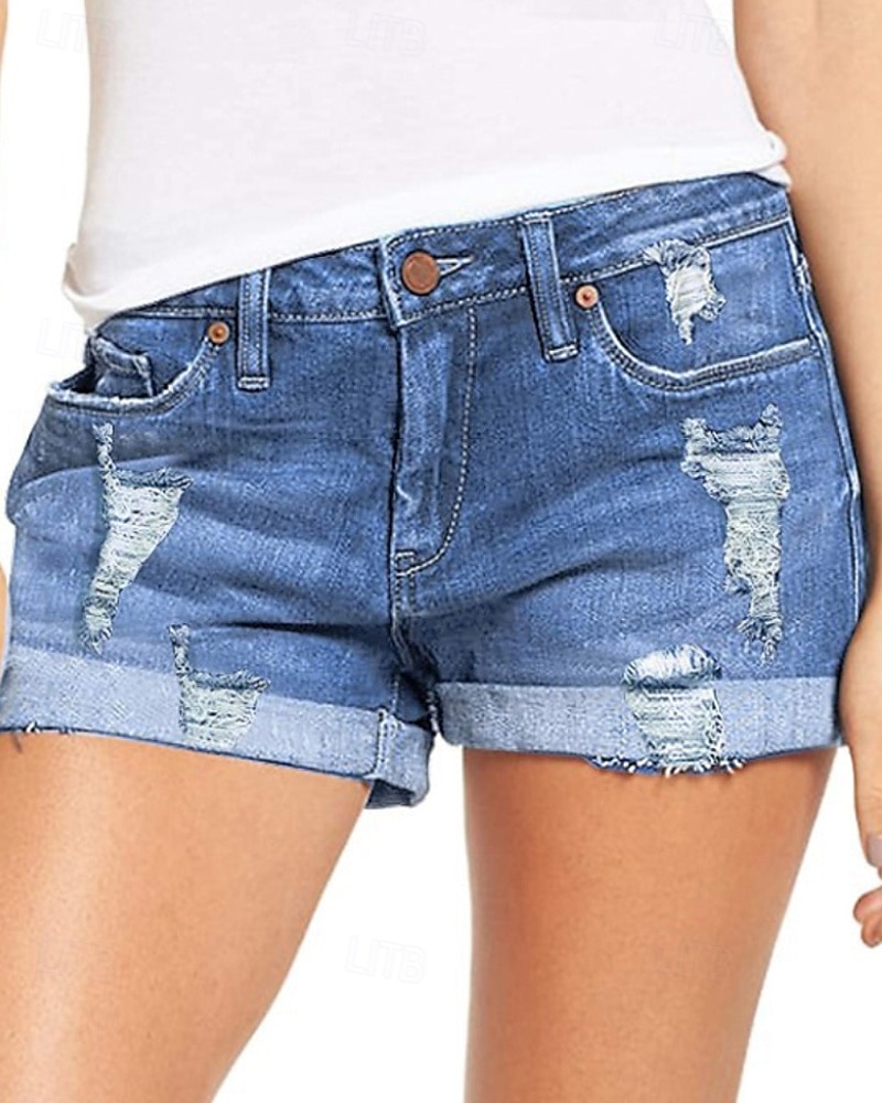 Dame Shorts Bukser Gatemote Fritid Kort Naturlig عادي Lomme dratt comfy Ferie Dagligdagstøy Fritid / hverdag Lys Himmelblå Marine Svart Sommer Normal 2025 - $18.99 –P3