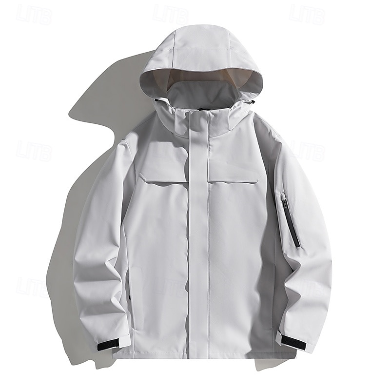 Herren Windjacke Wanderjacke Hardshelljacke Außen Wasserdicht Winddicht Wanderoutfits Wanderbekleidung Frühling Herbst Oberteil Camping / Wandern / Höhlenforschung Laufen Einfarbig Schwarz Armeegrün 2025 - $49.99 –P1