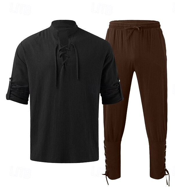 Retrò Vintage Medievale Rinascimento Pantaloni Abiti Camicia Pirata Ranger Costume Per uomo Vichingo Halloween Carnevale Mascherata Performance Mascherata LARP Adulti Camicia Pantaloni del 2026 a $44.99 –P10