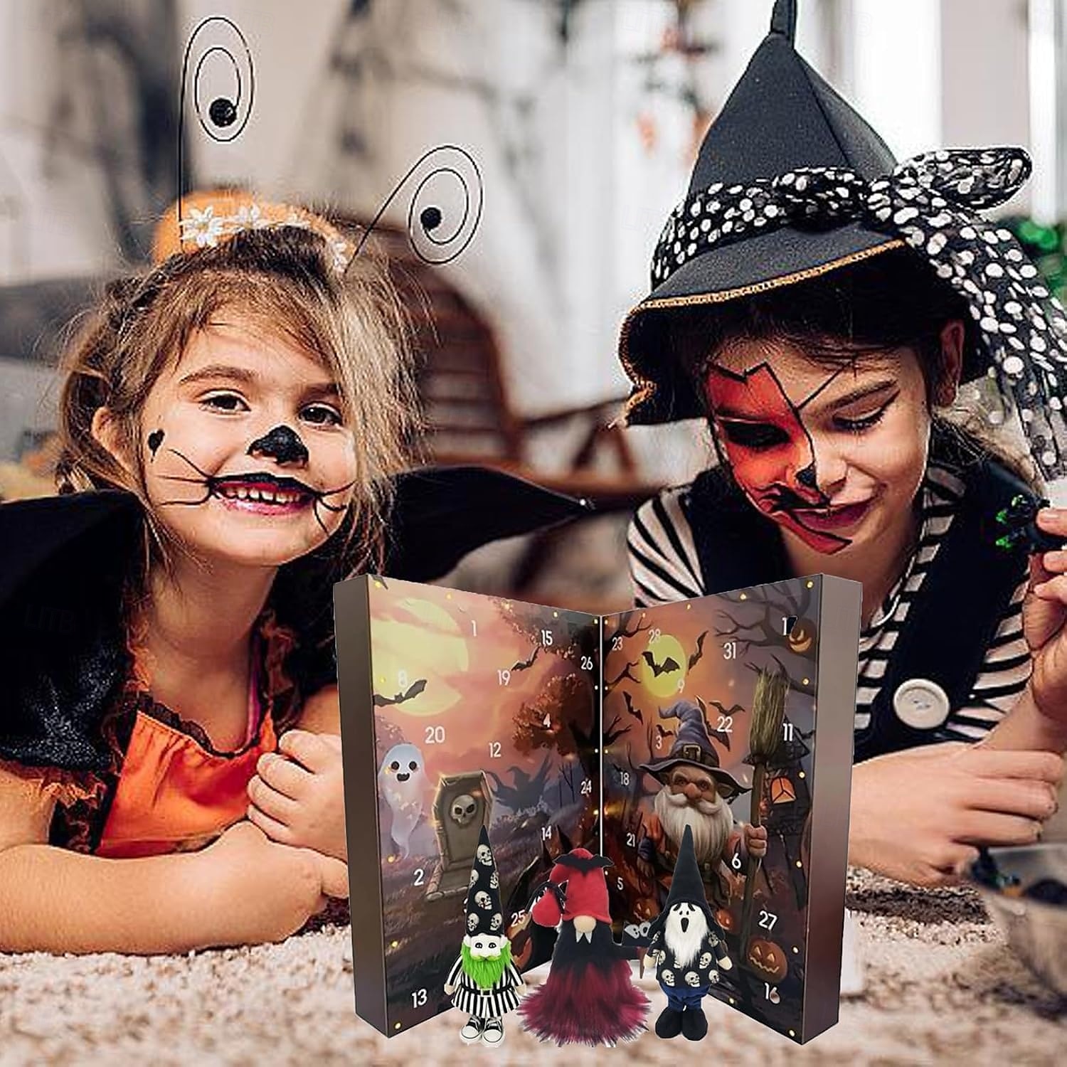 Halloween-tonttu-adventtikalenteri 2025, 24 osaa, tonttukoristeita, lähtölaskenta, Halloween-adventtikalenteri lapselle, kääpiökoriste 2025 - $49.99 –P6
