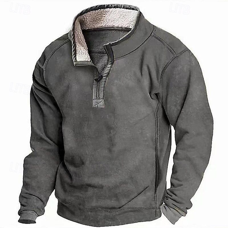 Homens Moletom Moletom de lã Moletom com zíper Preto Azul Verde Cáqui Cinzento Colarinho Clerical Tecido Zip Up Desportos e Ar livre Casual Diário Roupa de rua Legal Roupa de Esporte Outono & inverno de 2025 por $29.99 –P5