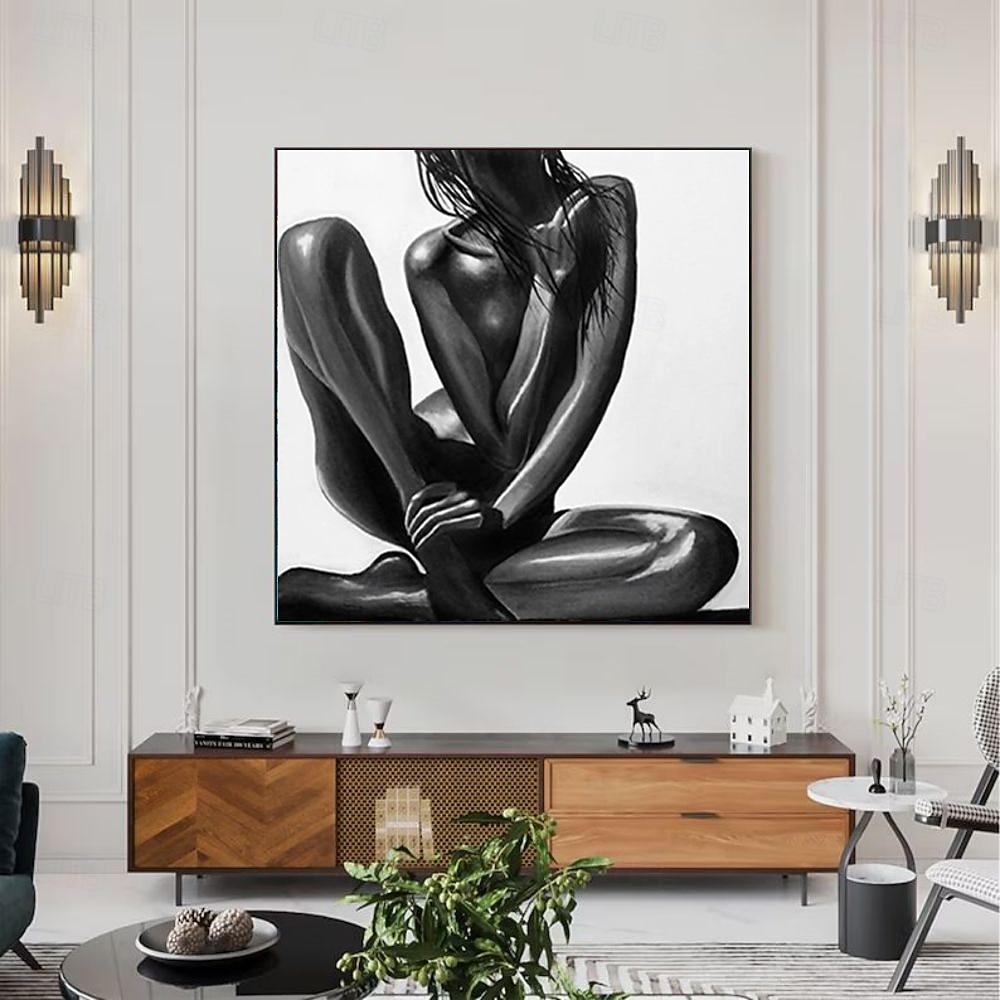 handgjord oljemålning på duk väggkonst dekoration modern figur abstrakt naken afrikansk kvinna för heminredning sträckt ram hängande målning/rullad ramlös ouppspänd målning 2025 - $61.99 –P3