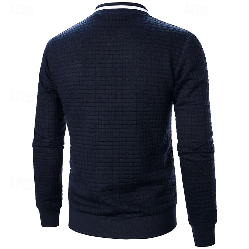 Homens jaqueta leve Jaqueta casual Jaqueta do time do colégio Férias Diário Bolsos Emenda Primavera Outono Bloco de cor Moda Clássico Colarinho Chinês Padrão Tecido Waffle Preto Branco Vinho Azul de 2025 por $20.99 –P11