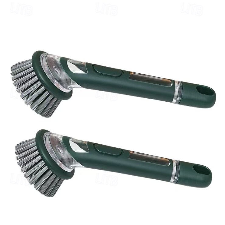 2pcs Dishwashing Brush with Soap Dispenser, Ergonomic Long Handle Green Scrub Brush, Replaceable Head, Multi-Color, for Pots, Pans, Sink Cleaning, Essential Kitchen Tool 2025 - $15.49 –P11