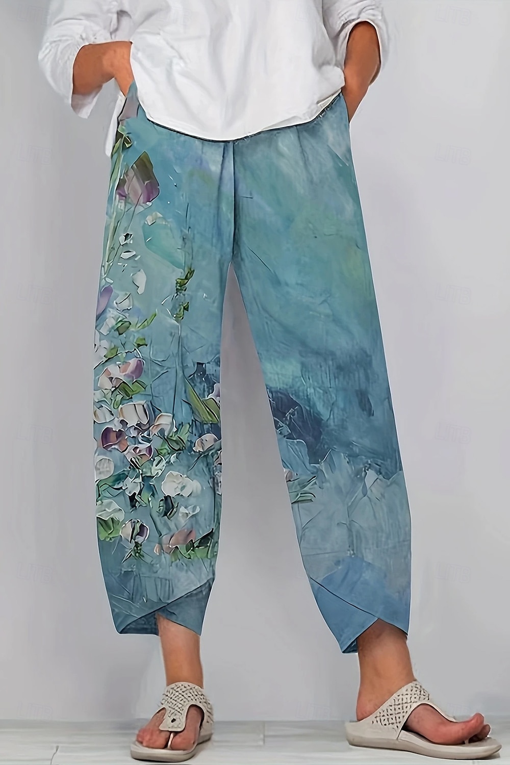 Mulheres Calças Férias Vintage Estilo Étnico Mimolet Cintura Alta Floral Gráfico Geométrico Cintura elástica Confortável Respirabilidade Macio Sem Elasticidade Formal Ao ar livre Férias Azul Marinho de 2025 por $20.99 –P1
