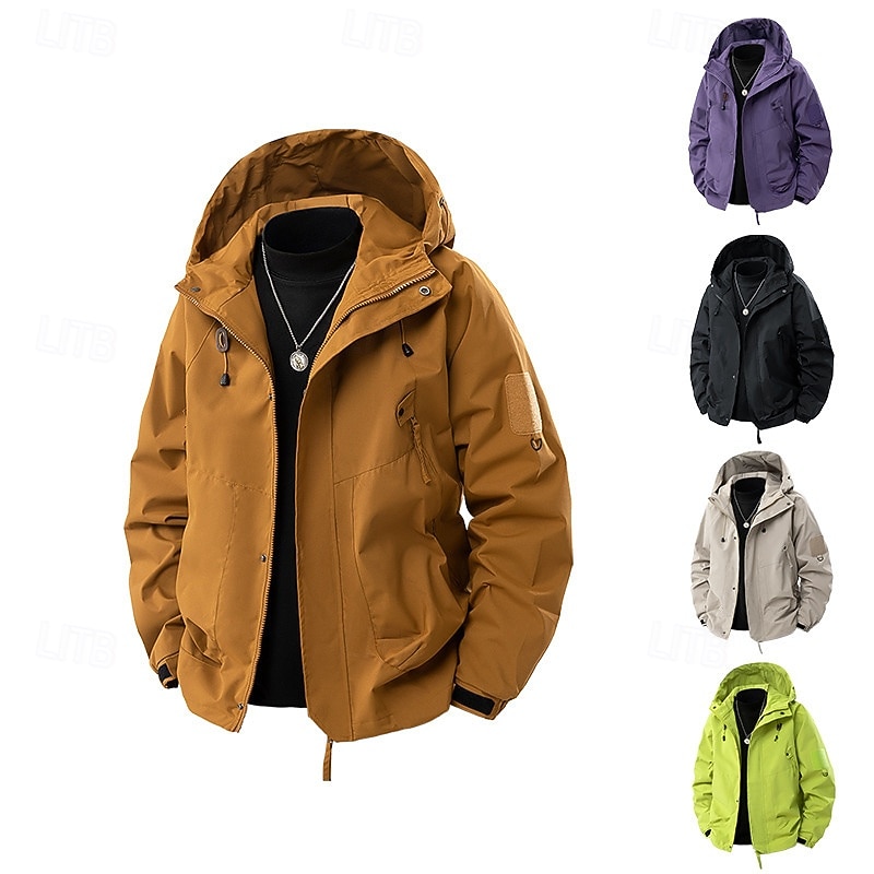 Herr Utomhusjacka Vandringsjacka Hardshell jacka Utomhus Vattentät Vindtät Vandringskläder Vandringskläder Vår Höst Överdelar Camping / vandring / grottforskning Resa Svart Gul Purpur 2025 - $26.99 –P1