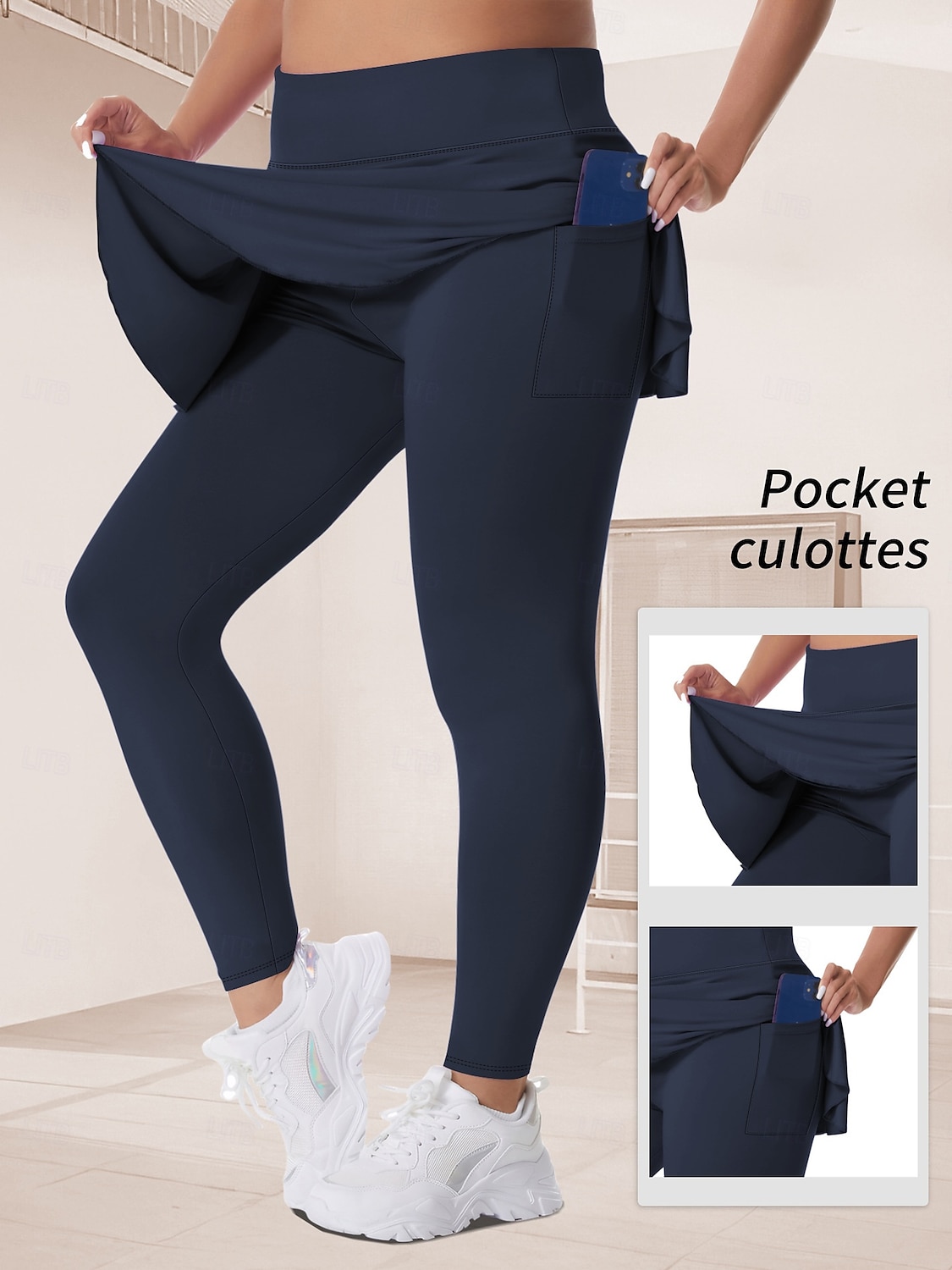 Mujer Tallas Grandes pantalones Polainas Mallas De Deporte Longitud total Cintura Media Plano Bolsillos laterales 2 en 1 Confortable Levantamiento de tope Control de barriga Yoga Casual Diario Gris 2025 - $18.99 –P7