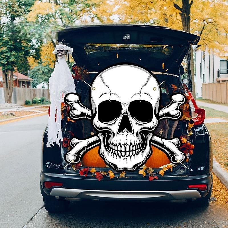Halloweenská pochoutka do kufru auta, dekorace auta s duchy, halloweenské dekorace, halloweenská látková dekorace auta, halloweenská dekorace do kufru auta, dekorace s duchy a dýní, tapeta na zeď 2025 - $7.49 –P2