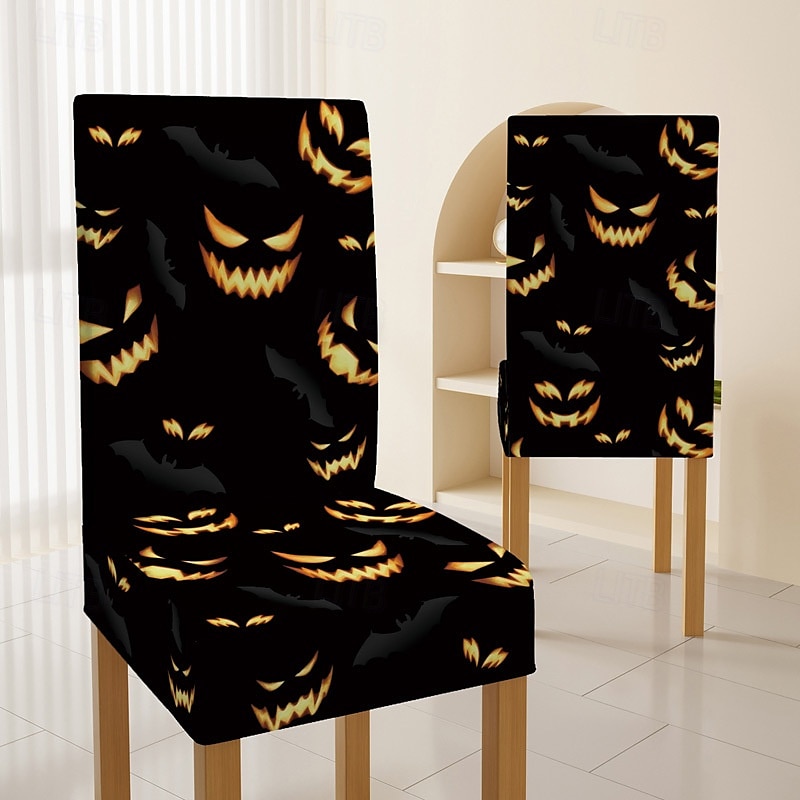 Halloween-Esszimmerstuhlbezug mit Totenkopfmuster, Festival-Tischdekor, Verkleidungsrequisiten zur Dekoration 2025 - $7.49 –P5