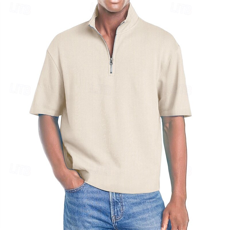 Męskie Koszulki polo Koszulka polo z suwakiem 1/4 Dzienne zużycie Randka Quarter Zip Krótki rękaw Moda Podstawowy Równina Zamek Lato Regularny Wino Czarny Biały Granatowy Fioletowy Brązowy Koszulki 2025 - $20.99 –P2